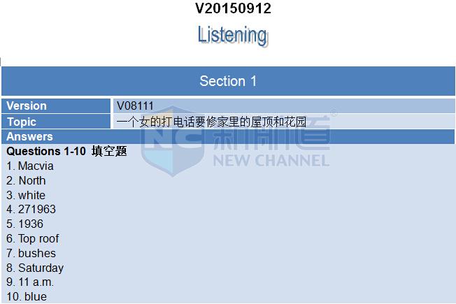 2015年9月12日雅思機經(jīng)回憶